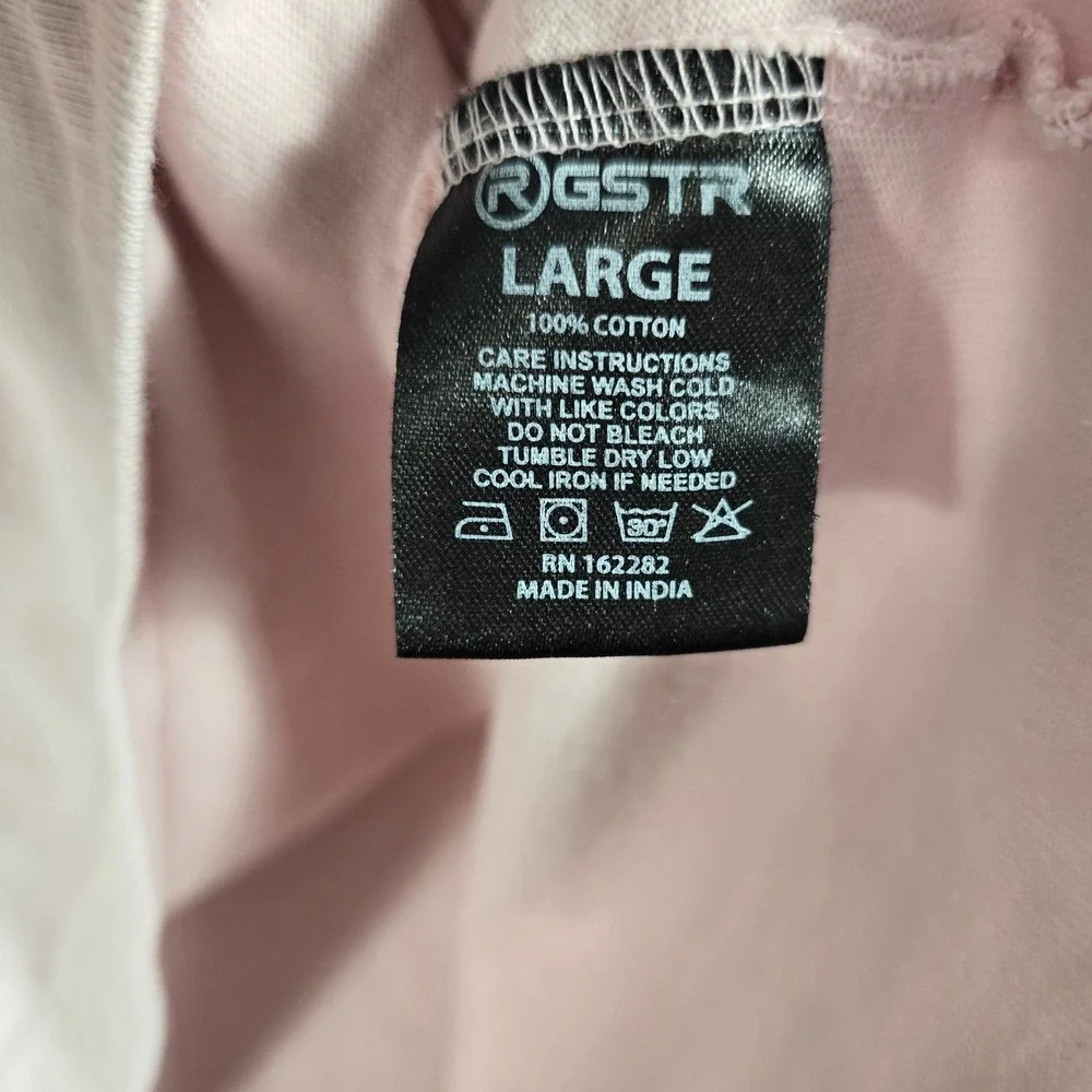 GSTR Mens Relaxed Boxy Fit T-Shirt Light Pink Short Sleeve Cotton Large 3472
